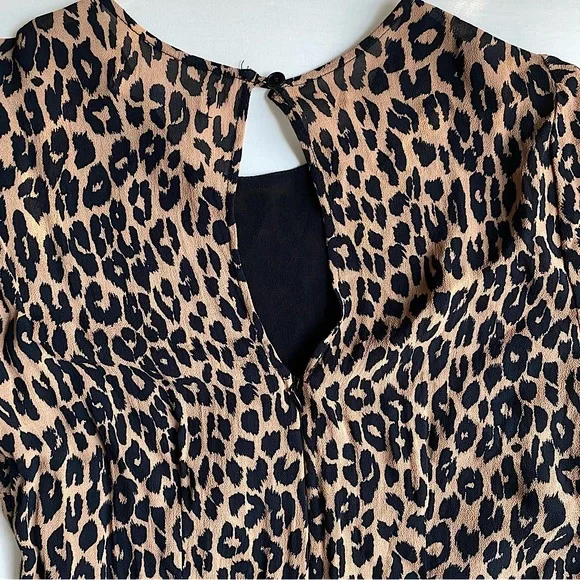 REFORMATION GRACIE LEOPARD PRINT MINI DRESS EDGY CHIC CLASSIC Brown Black - Picture 6 of 12